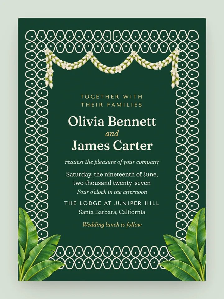 Kolam digital wedding invitation in Emerald