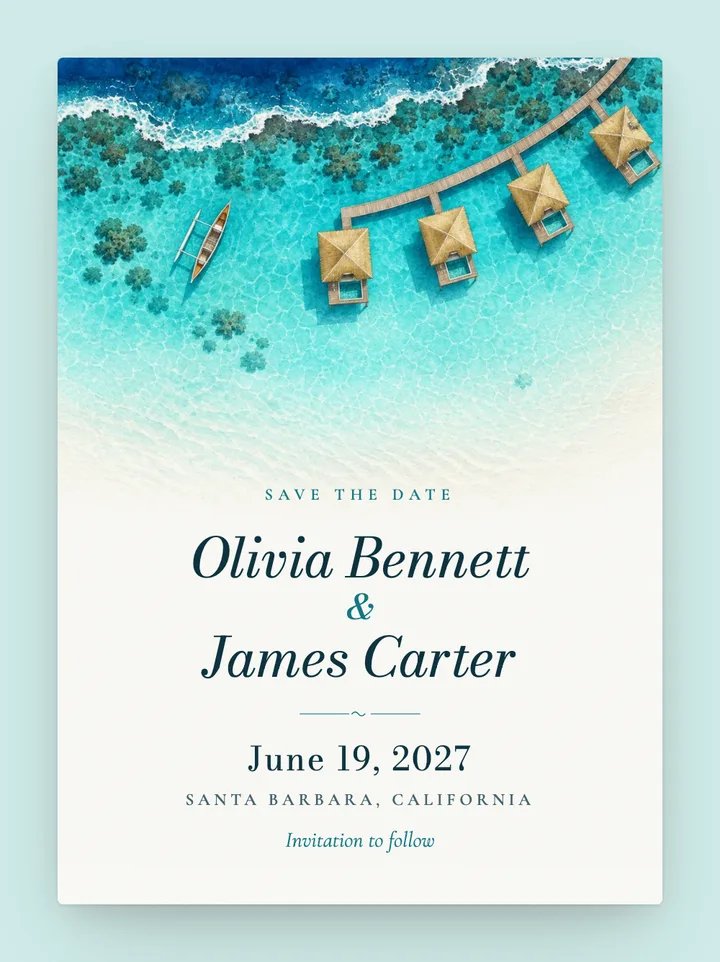 Lagoon digital save the date in Turquoise