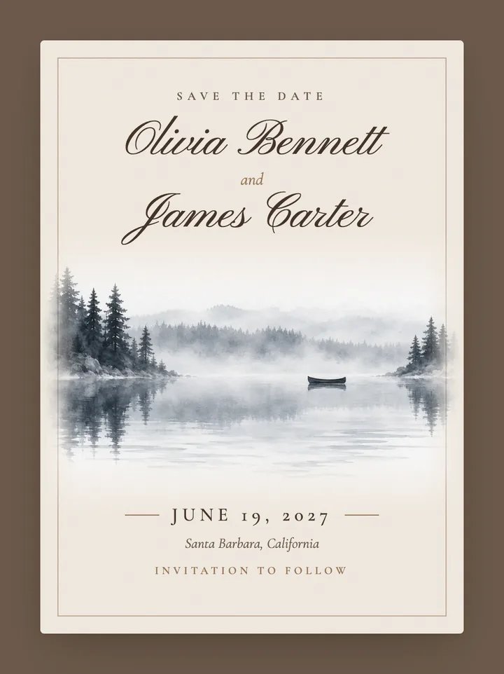 Lakehouse digital save the date in Mocha