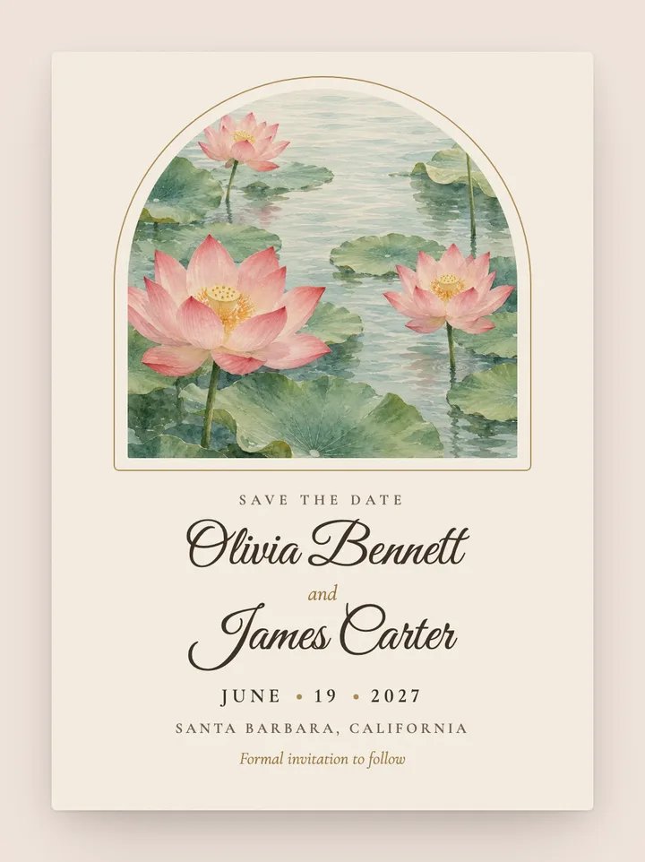 Lotus digital save the date in Champagne