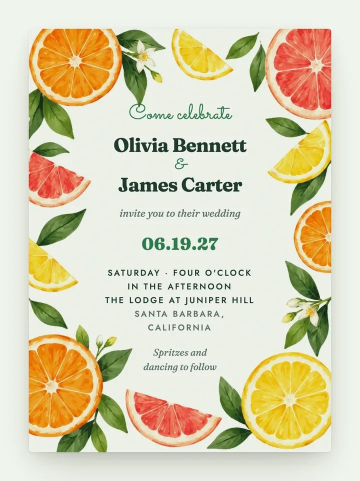 Main Squeeze digital wedding invitation in Mint