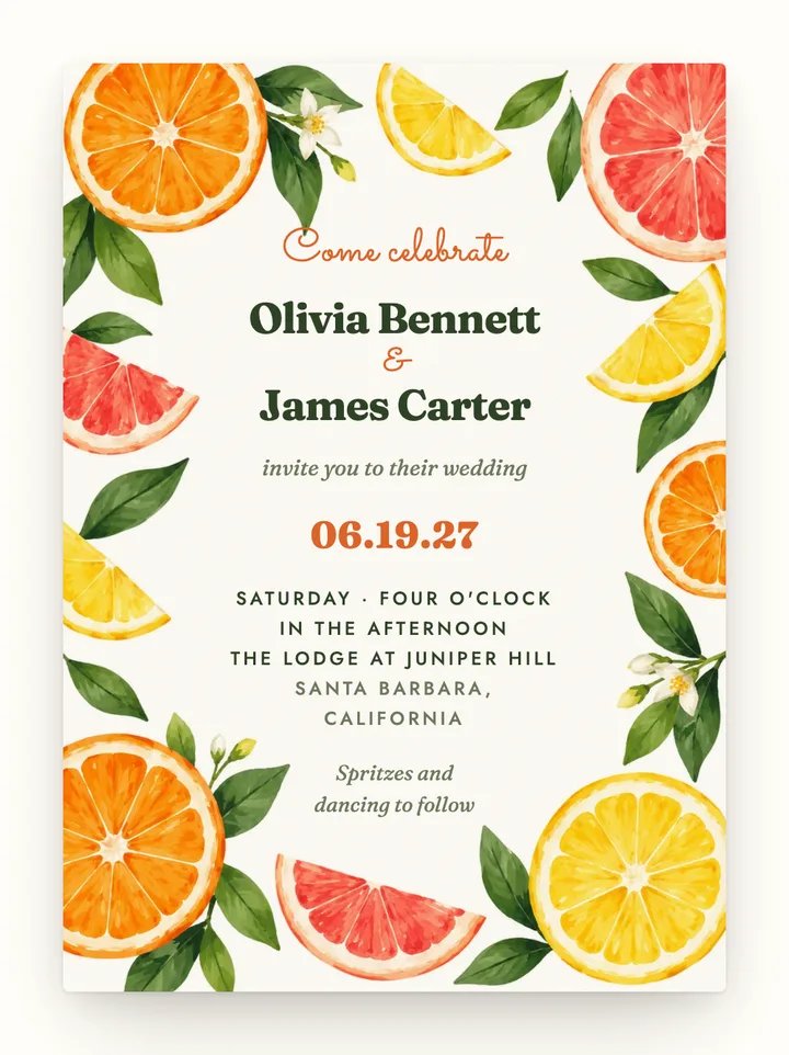 Main Squeeze digital wedding invitation in Sorbet