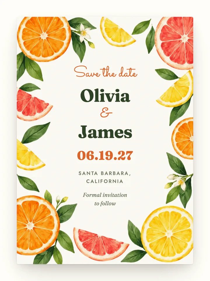 Main Squeeze digital save the date in Sorbet