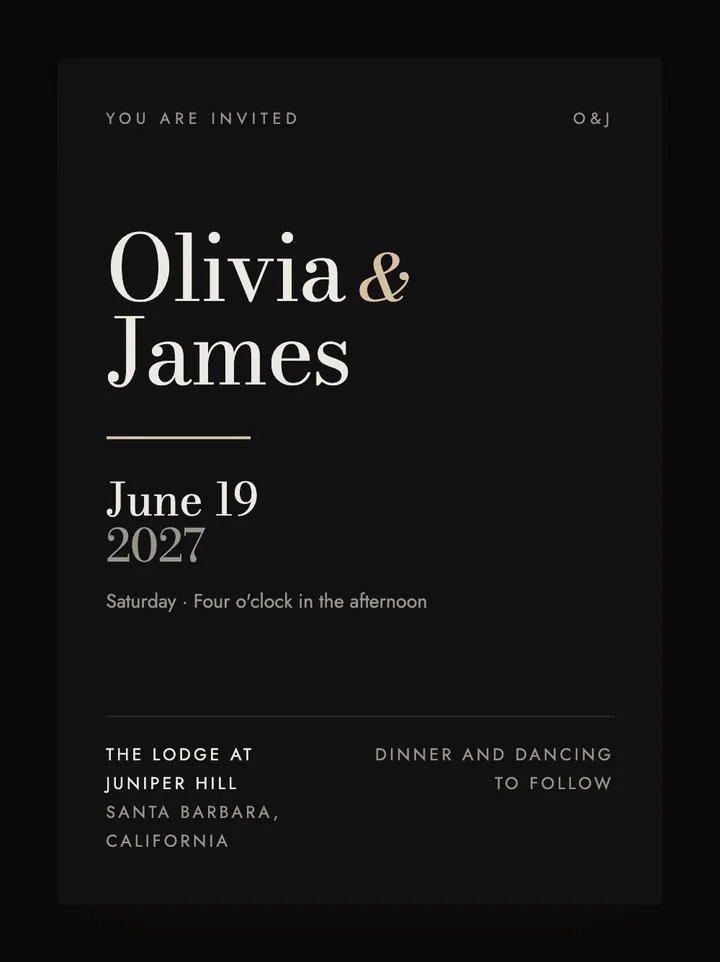 Marquee digital wedding invitation in Noir