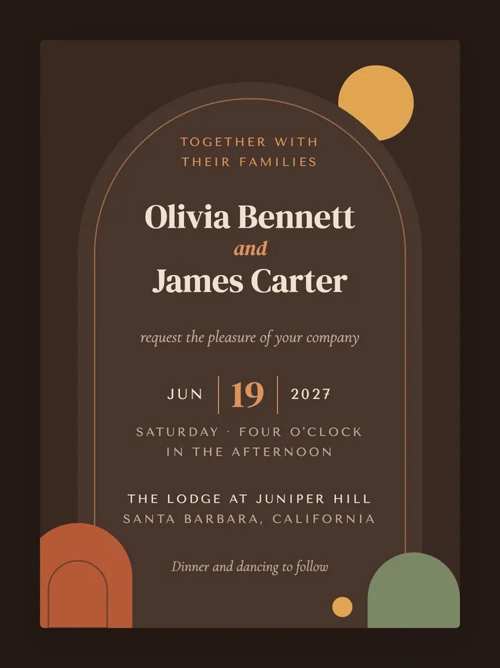 Mesa digital wedding invitation in Adobe
