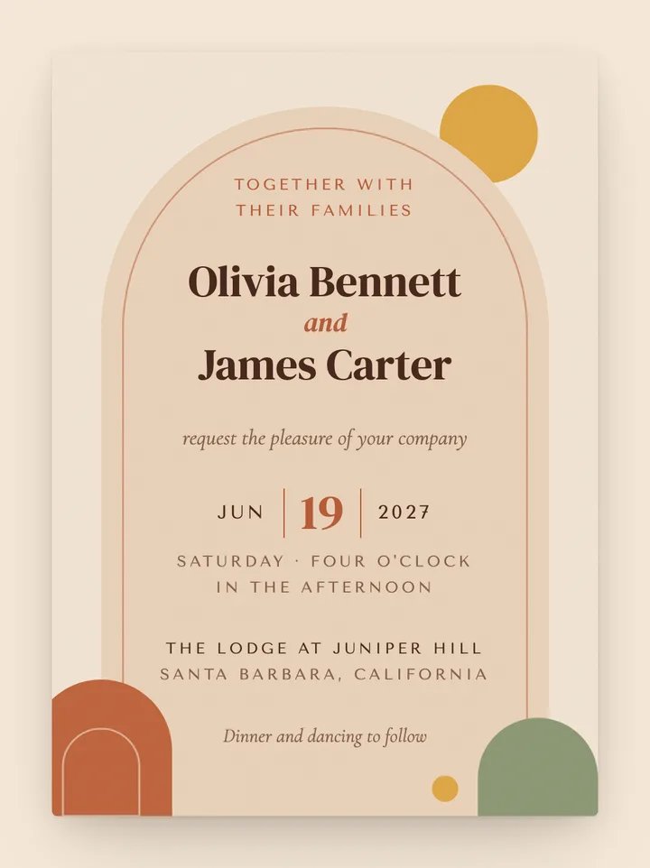 Mesa digital wedding invitation in Terracotta