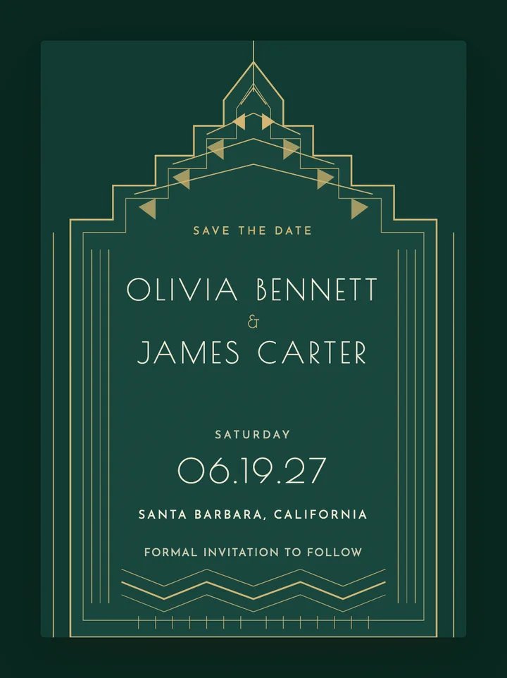 Metropolis digital save the date in Jade