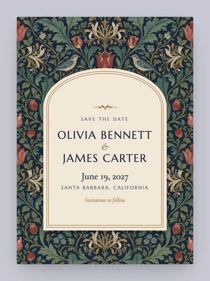 Midnight Garden digital save the date in Midnight Navy