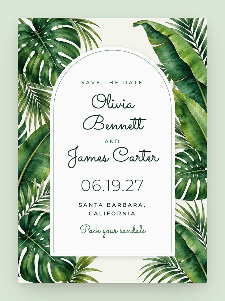 Monstera digital save the date in Jungle