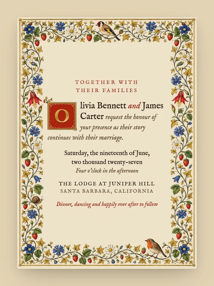 Once Upon digital wedding invitation in Vellum