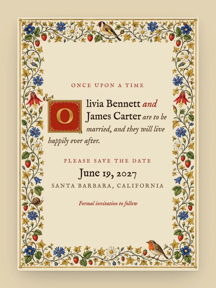Once Upon digital save the date in Vellum