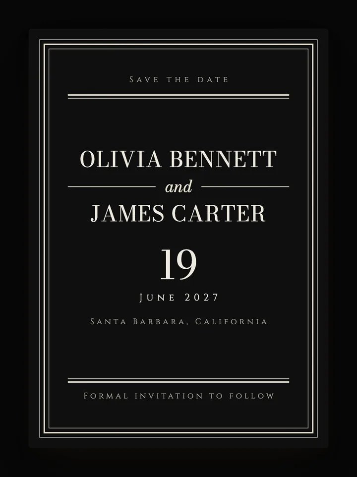 Onyx digital save the date in Noir
