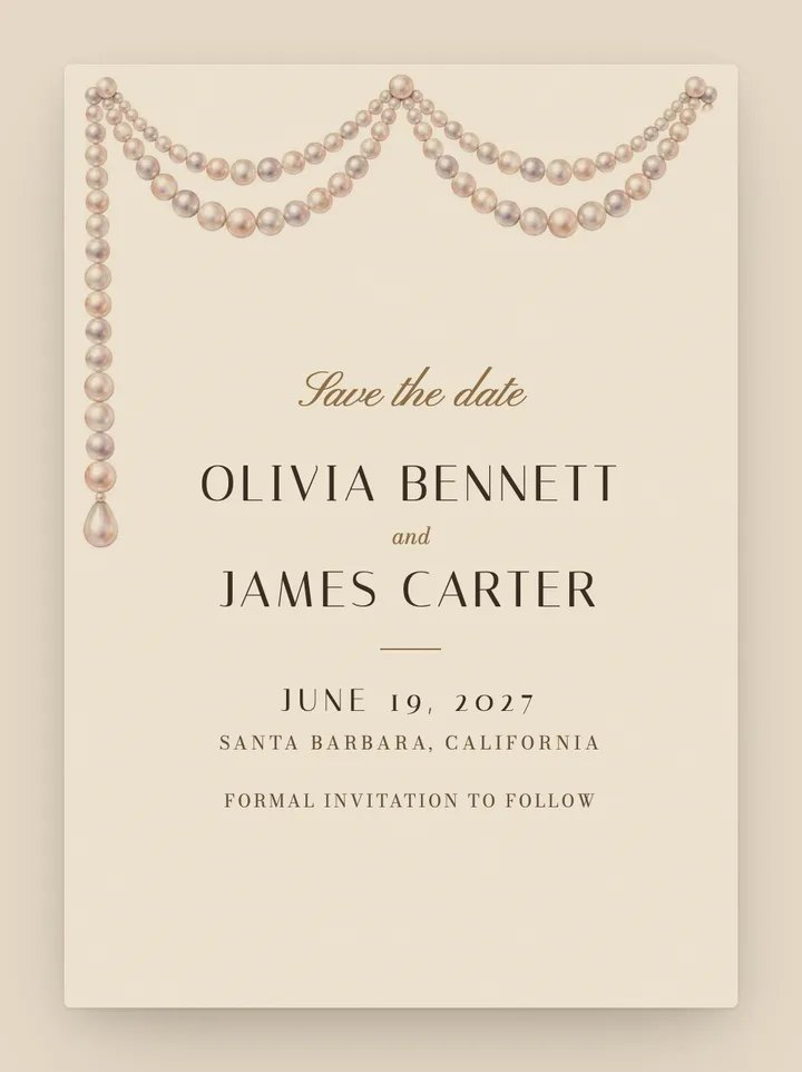 Pearl digital save the date in Champagne