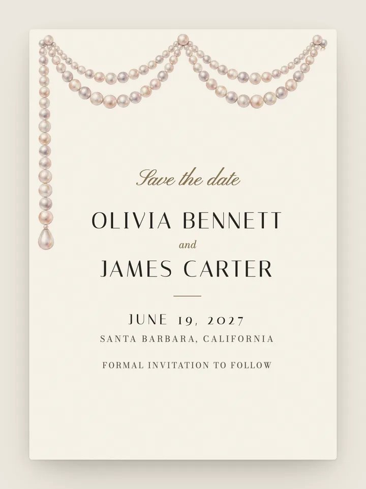 Pearl digital save the date in Ivory