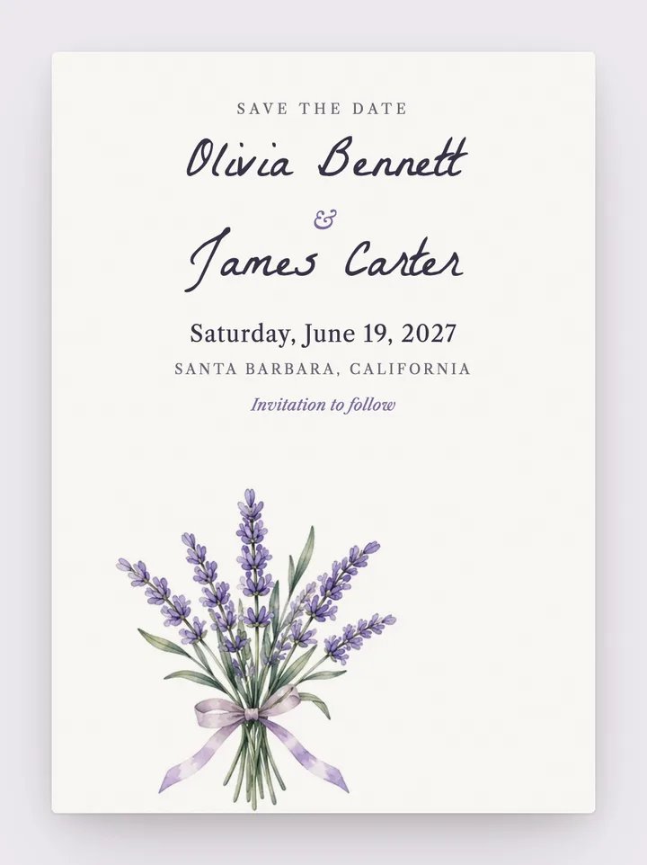 Provence digital save the date in Lavender