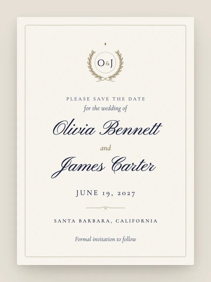 Regent digital save the date in Navy