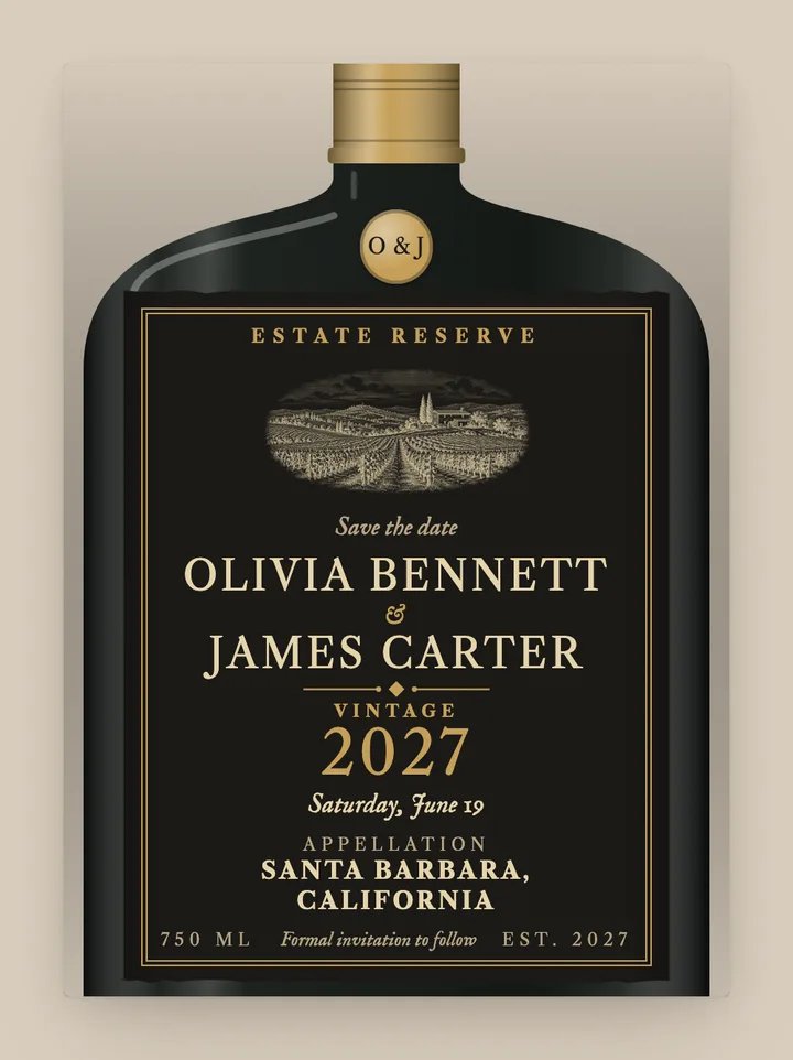 Reserve digital save the date in Black & Gold