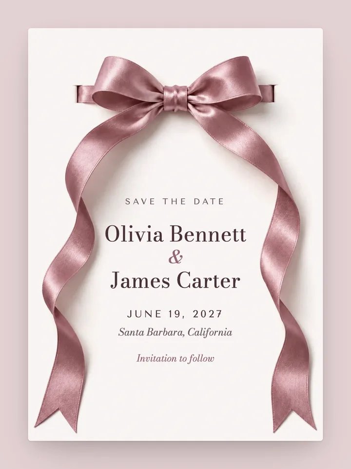 Ribbon digital save the date in Mauve