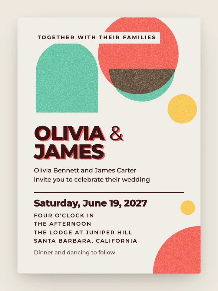 Riso Pop digital wedding invitation in Red & Mint