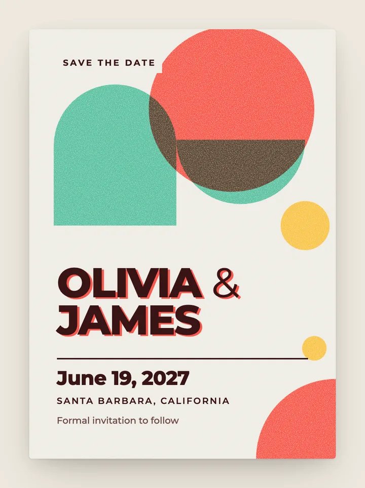 Riso Pop digital save the date in Red & Mint