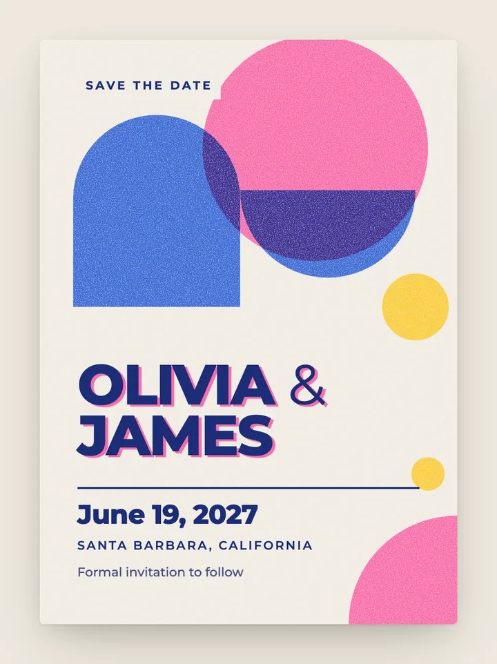Riso Pop digital save the date in Pink & Blue