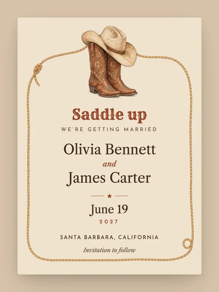 Rodeo digital save the date in Saddle