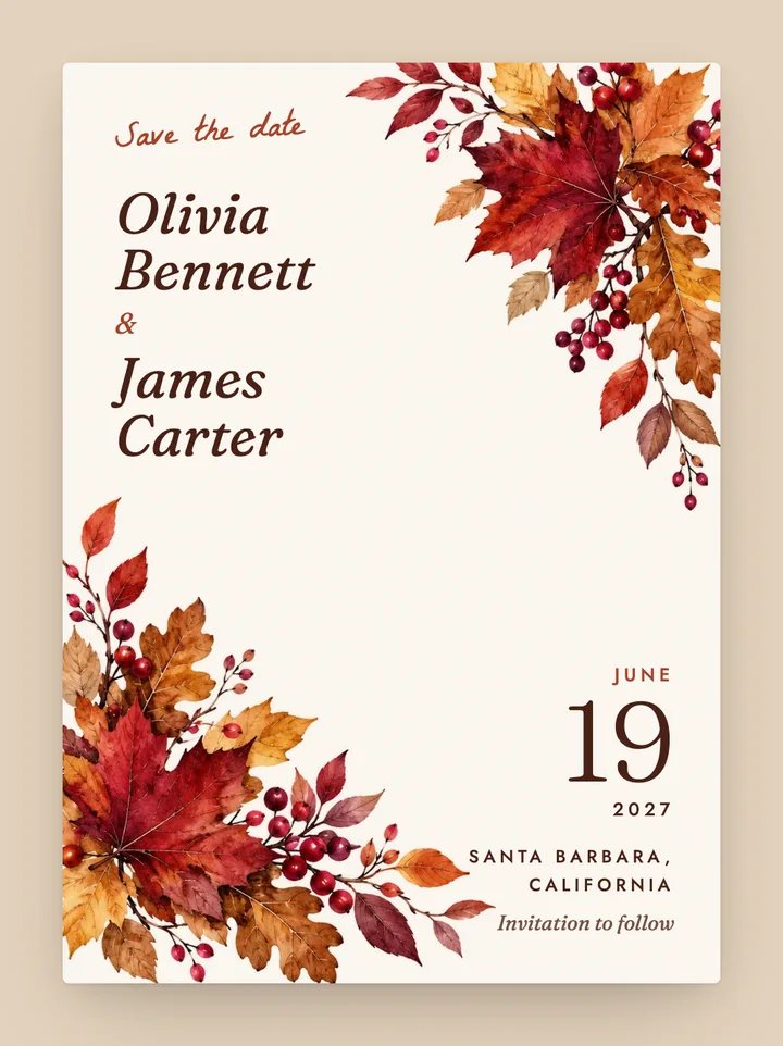 Russet digital save the date in Rust
