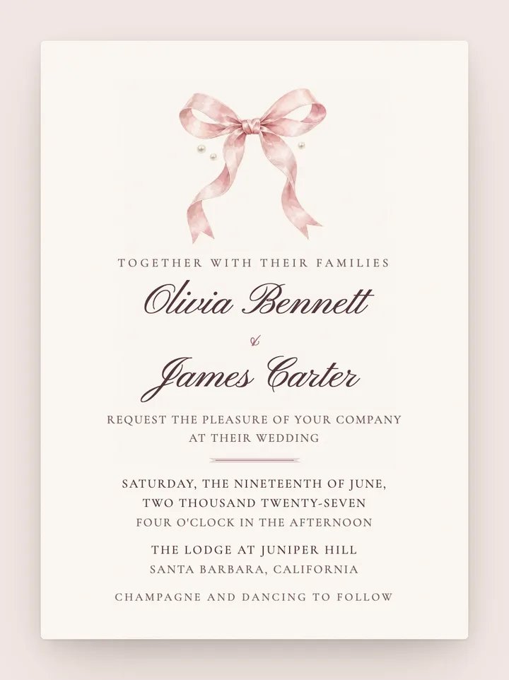 Satin digital wedding invitation in Blush