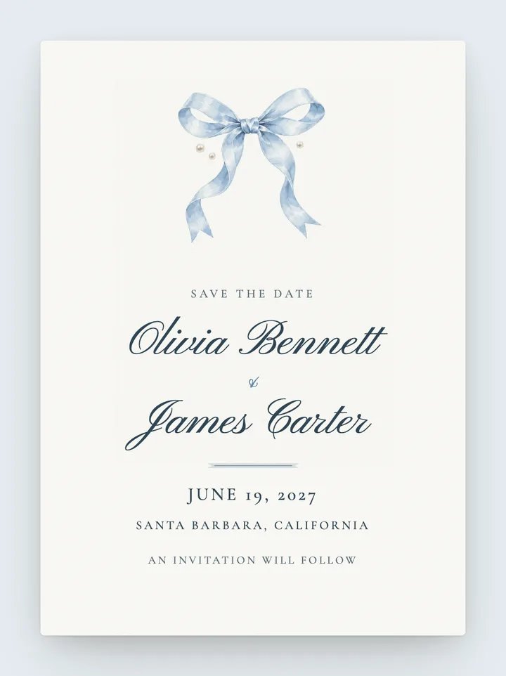 Satin digital save the date in Powder Blue