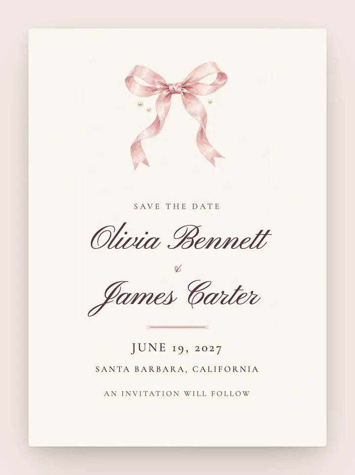 Satin digital save the date in Blush