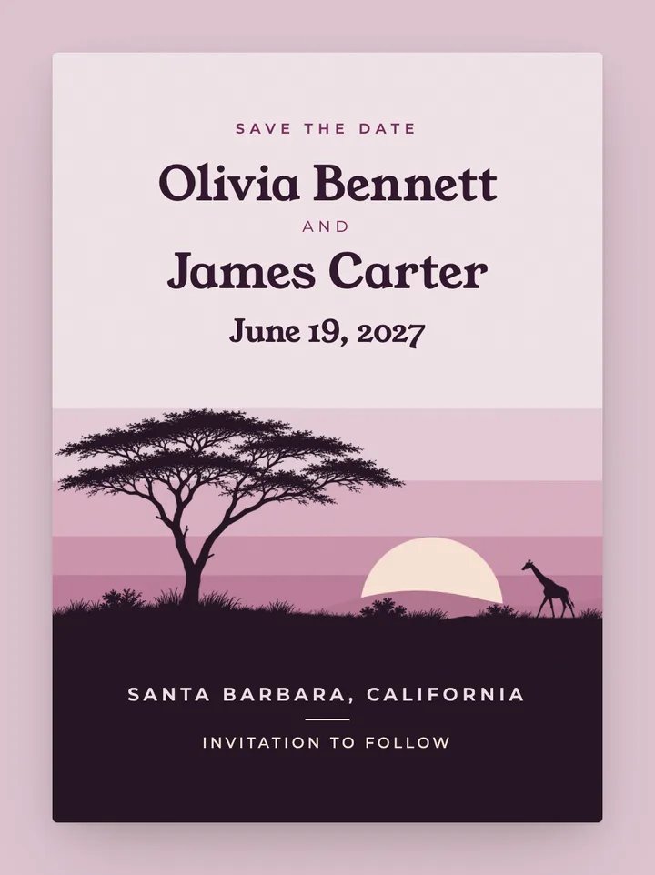Savanna digital save the date in Mauve