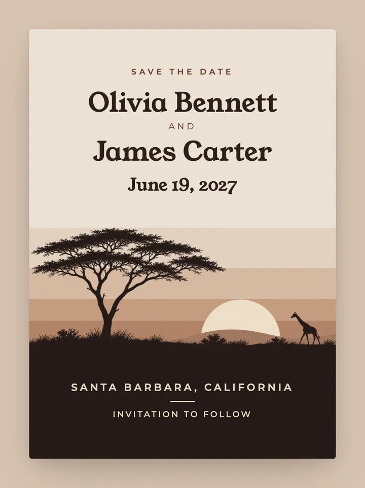 Savanna digital save the date in Mocha