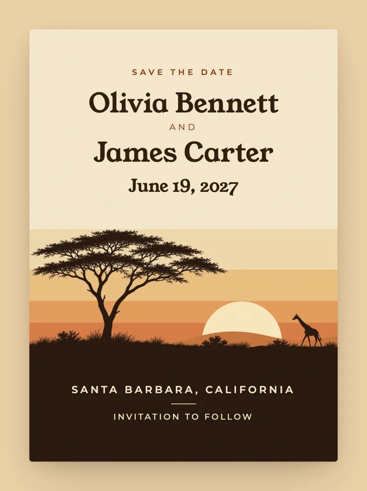 Savanna digital save the date in Ochre