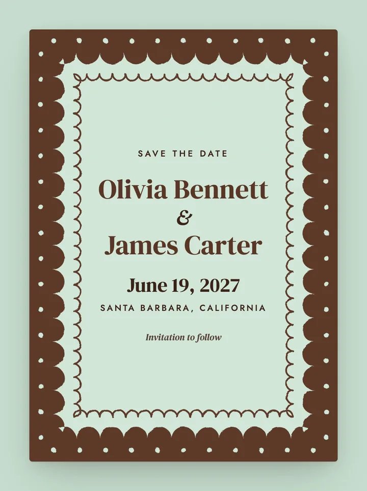 Scallop digital save the date in Mint & Cocoa