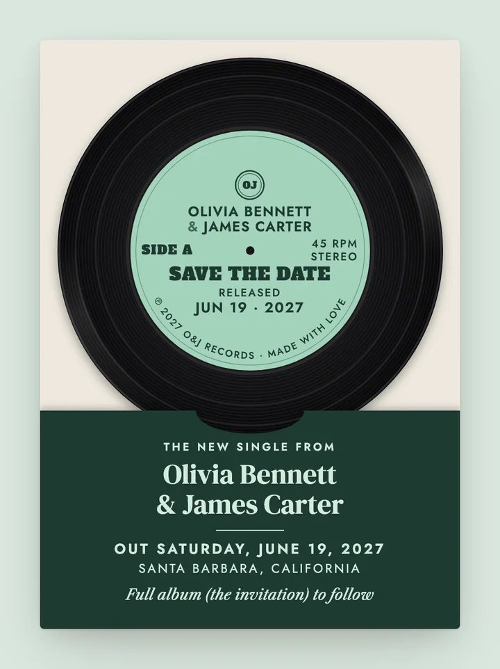 Side A digital save the date in Mint