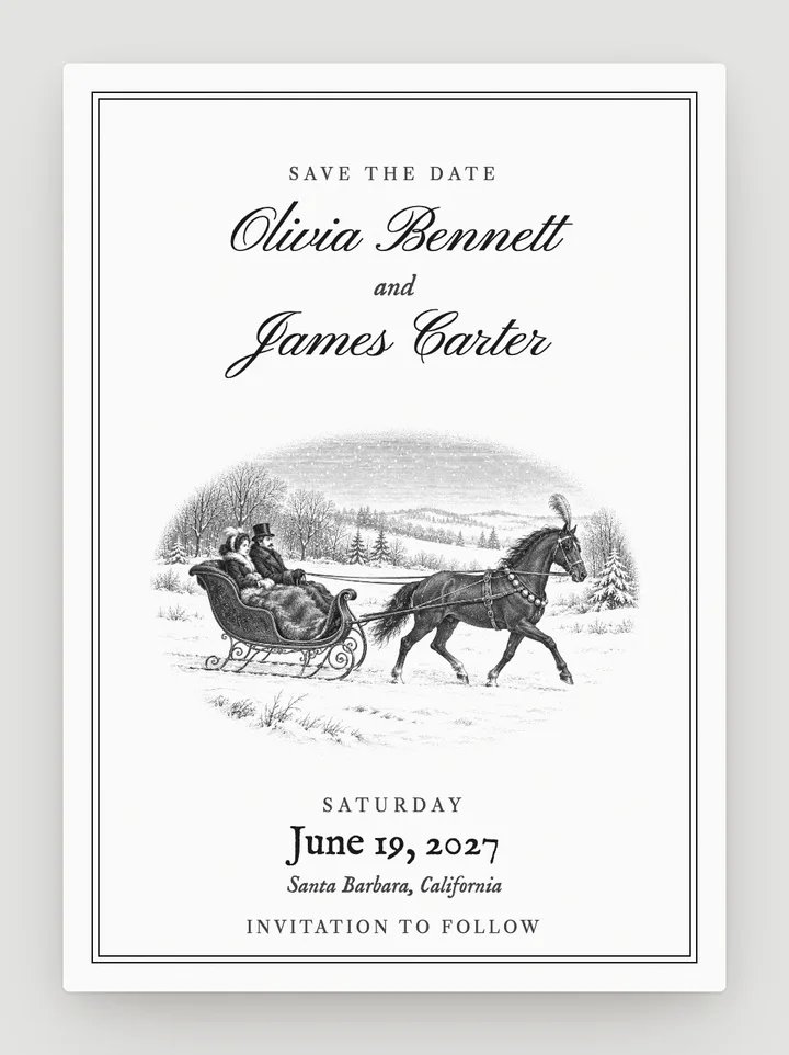 Sleigh Bells digital save the date in Black & White