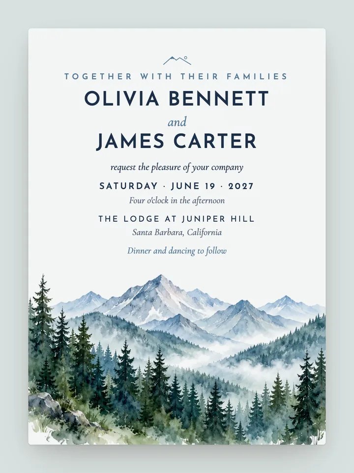 Summit digital wedding invitation in Glacier