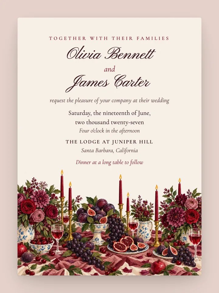 Tablescape digital wedding invitation in Harvest