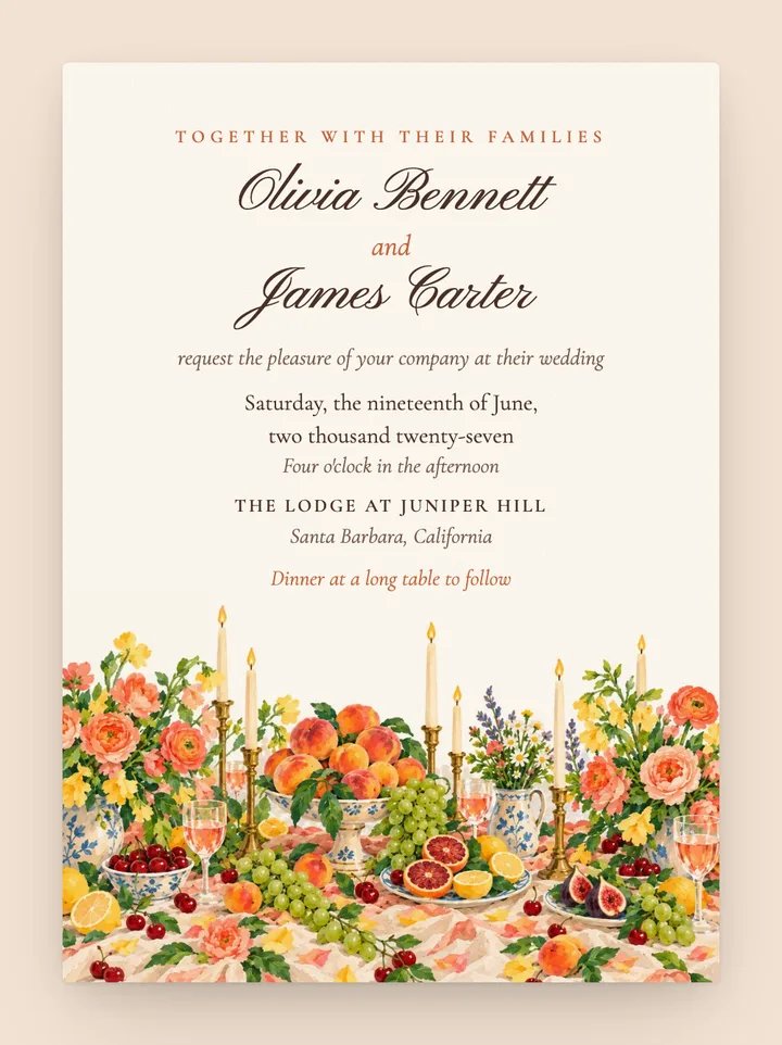 Tablescape digital wedding invitation in Summer