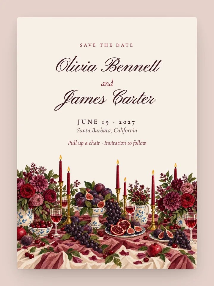 Tablescape digital save the date in Harvest