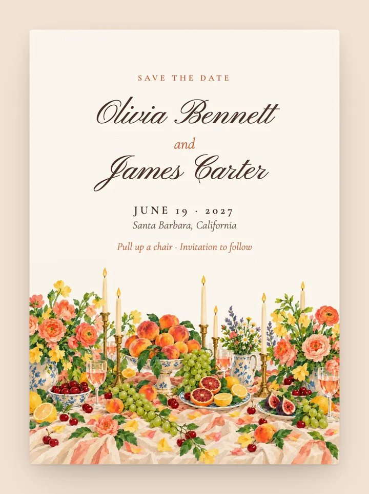 Tablescape digital save the date in Summer