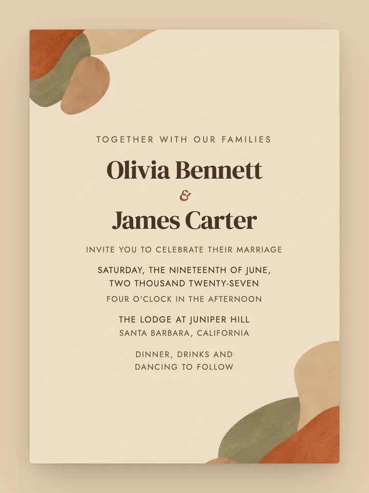 Terra digital wedding invitation in Desert Sand