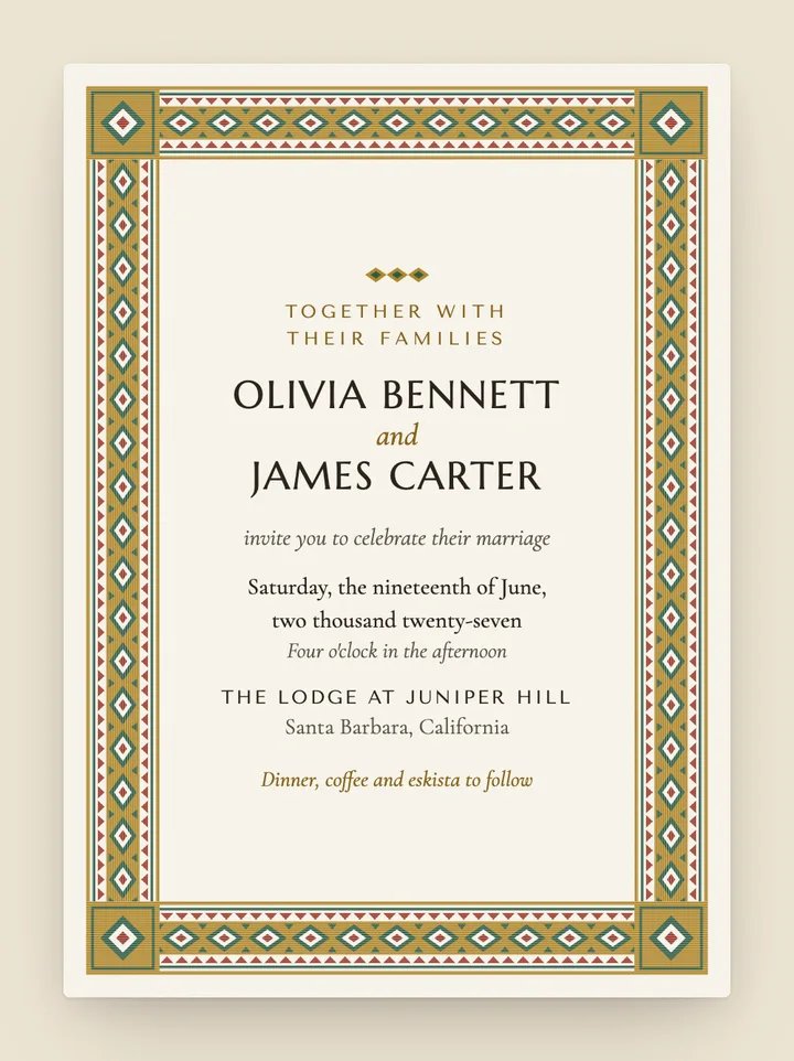 Tibeb digital wedding invitation in Ivory & Gold