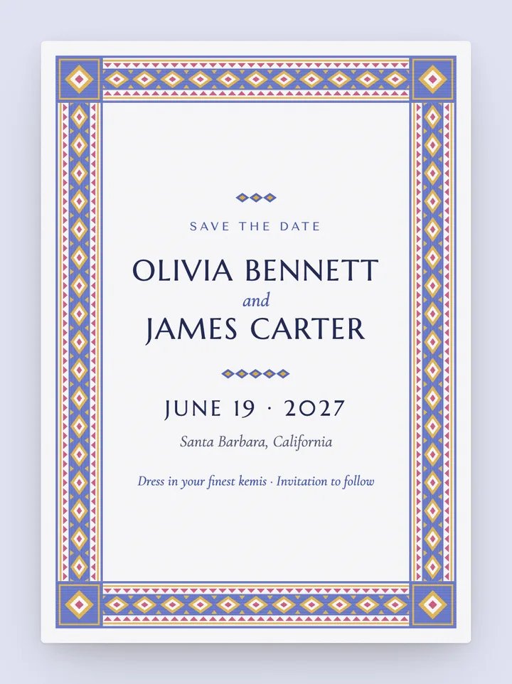 Tibeb digital save the date in Periwinkle