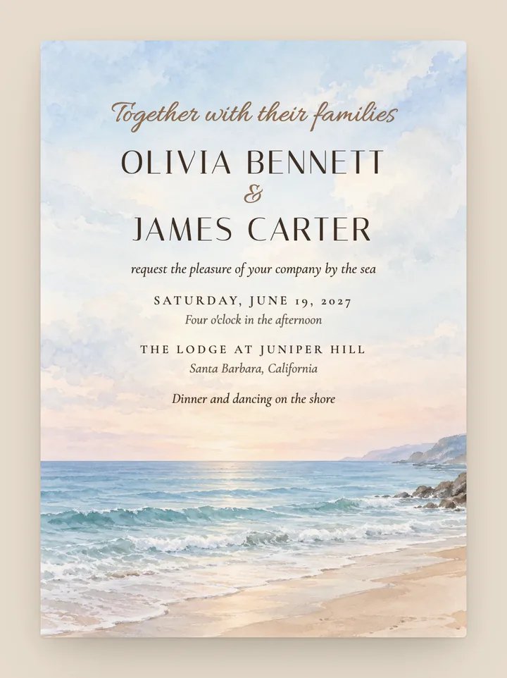 Tidewater digital wedding invitation in Driftwood