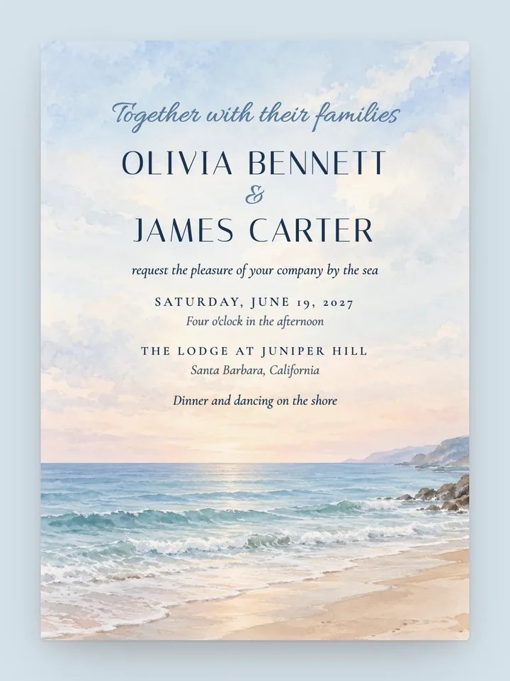 Tidewater digital wedding invitation in Harbor