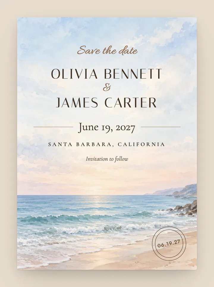 Tidewater digital save the date in Driftwood
