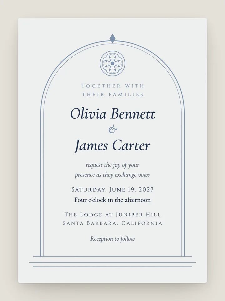 Vespers digital wedding invitation in Dusk Blue