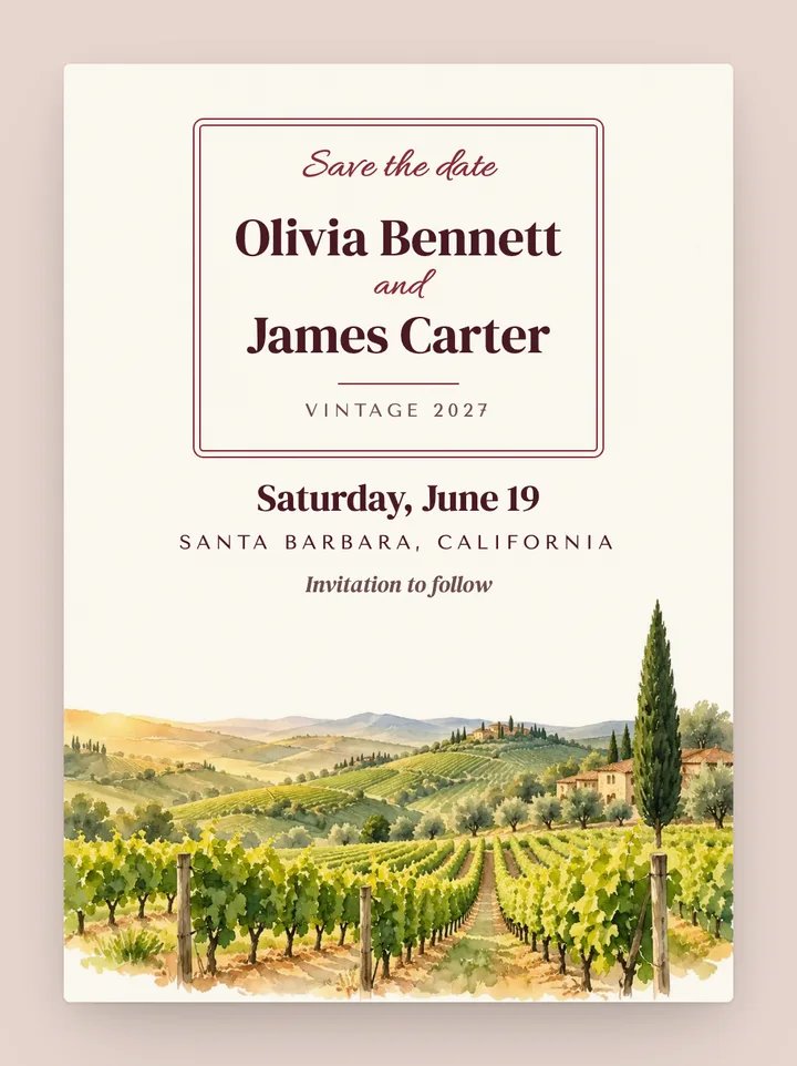 Vineyard Row digital save the date in Chianti