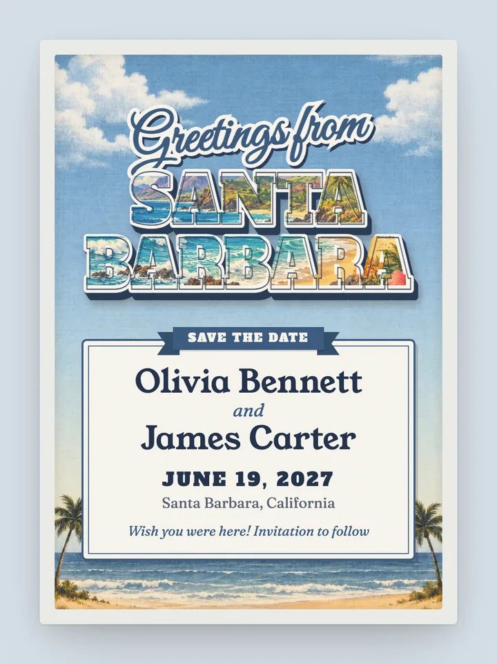 Wish You Were Here digital save the date in Dusty Blue